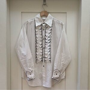 Ruffle Tuxedo White Button Down